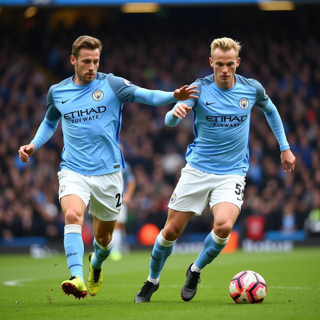 Haaland assisting a teammate for Man City