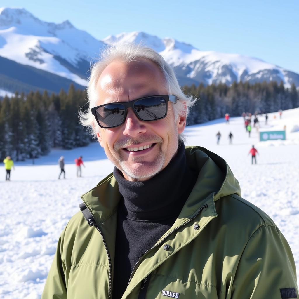 Erling Haaland standing at a ski resort