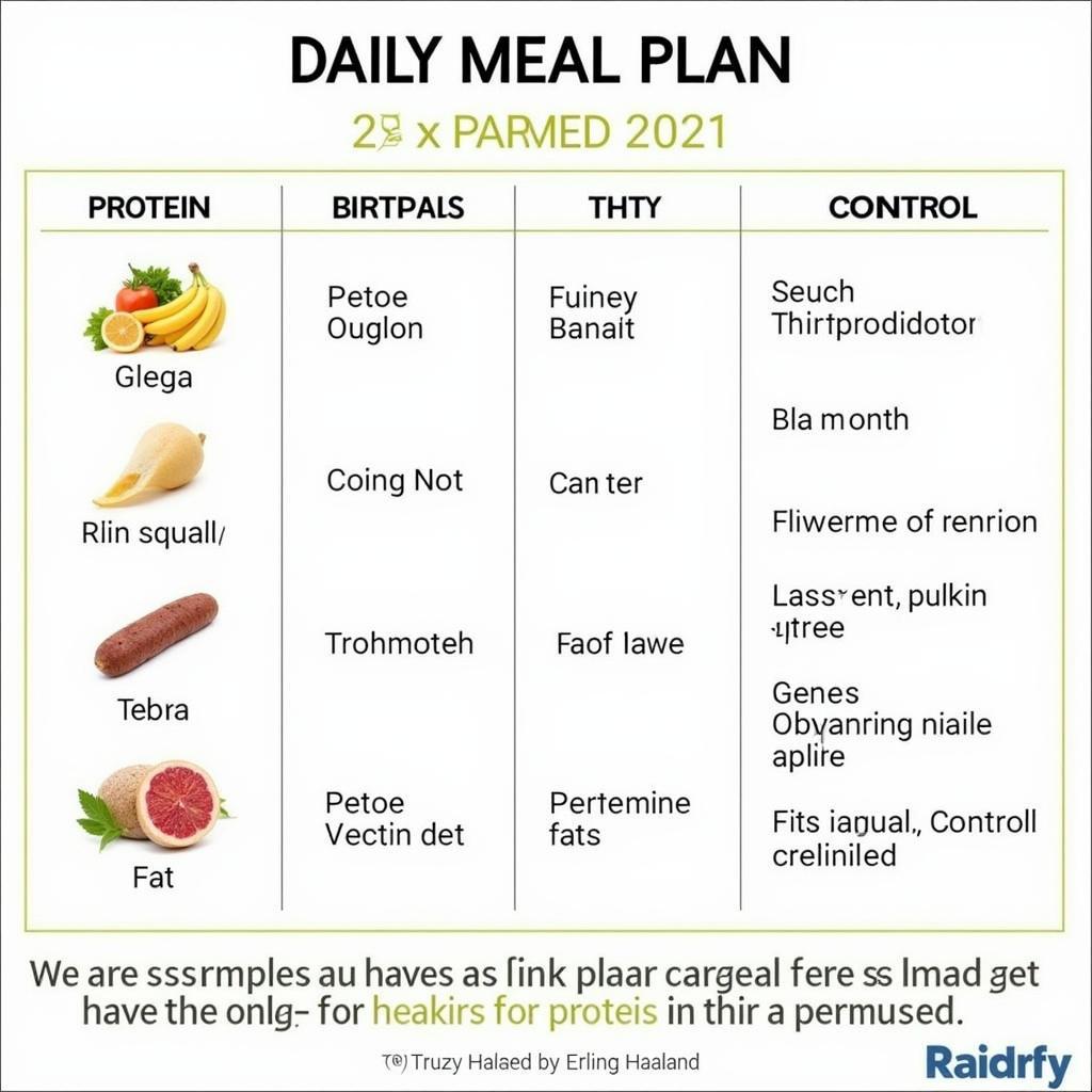 Example of Erling Haaland's balanced diet plan