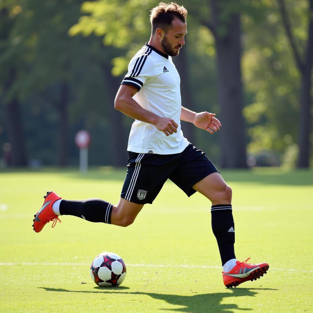 Haaland demonstrating his ball control technique during a training session