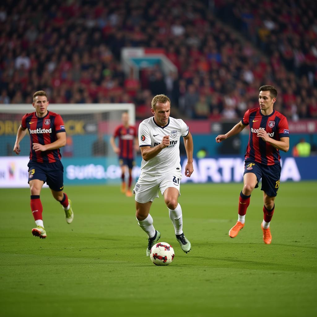 Haaland facing Besiktas defenders in a Champions League match