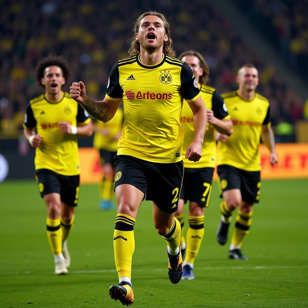 Haaland celebrating a goal for BVB