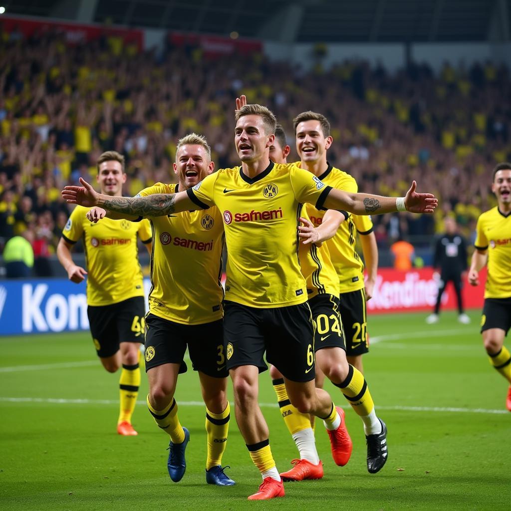 Erling Haaland Celebrates a Goal for Borussia Dortmund