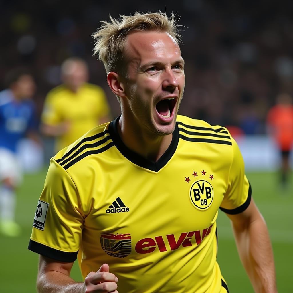 Haaland celebrating a goal for Borussia Dortmund