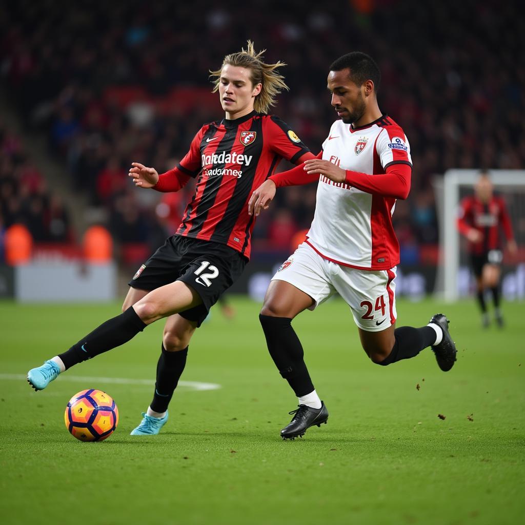 Haaland in attacking action against Bournemouth