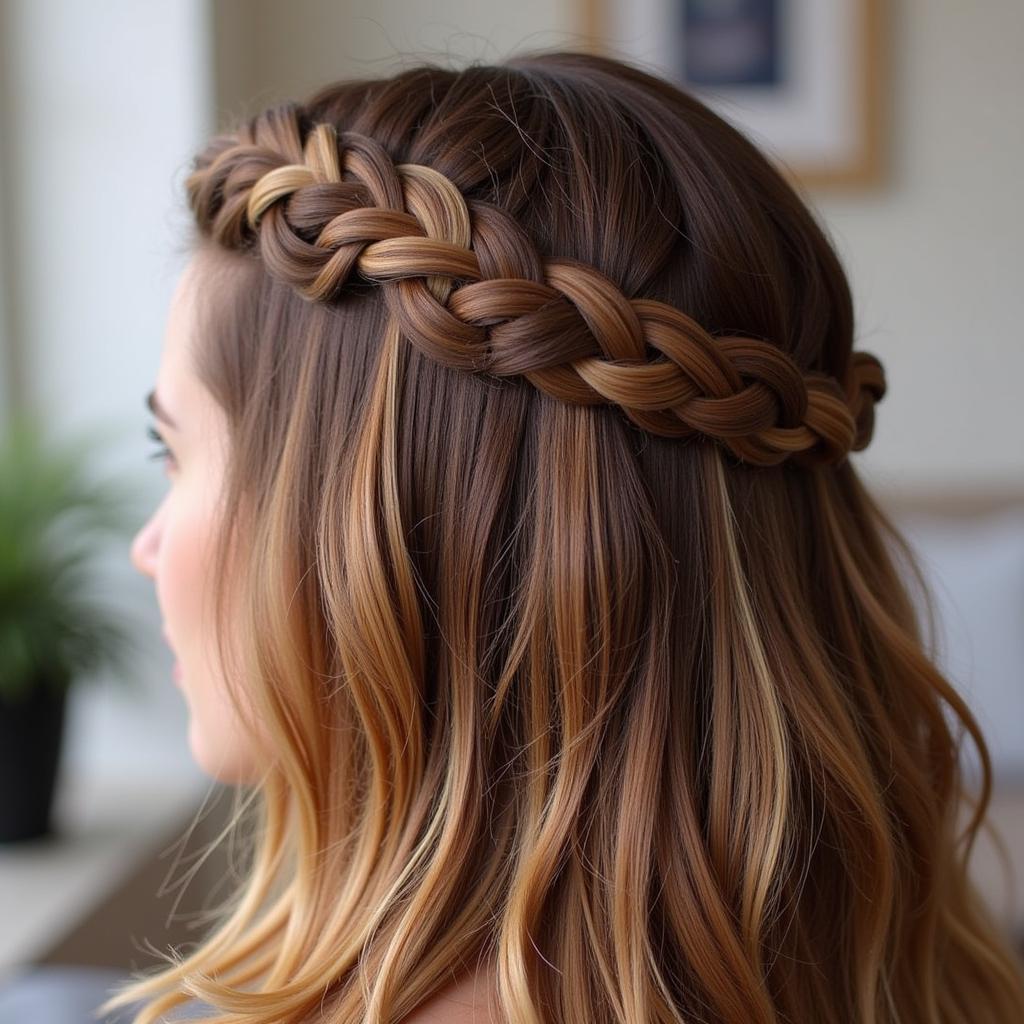 Close-up of Haaland's intricate braid.