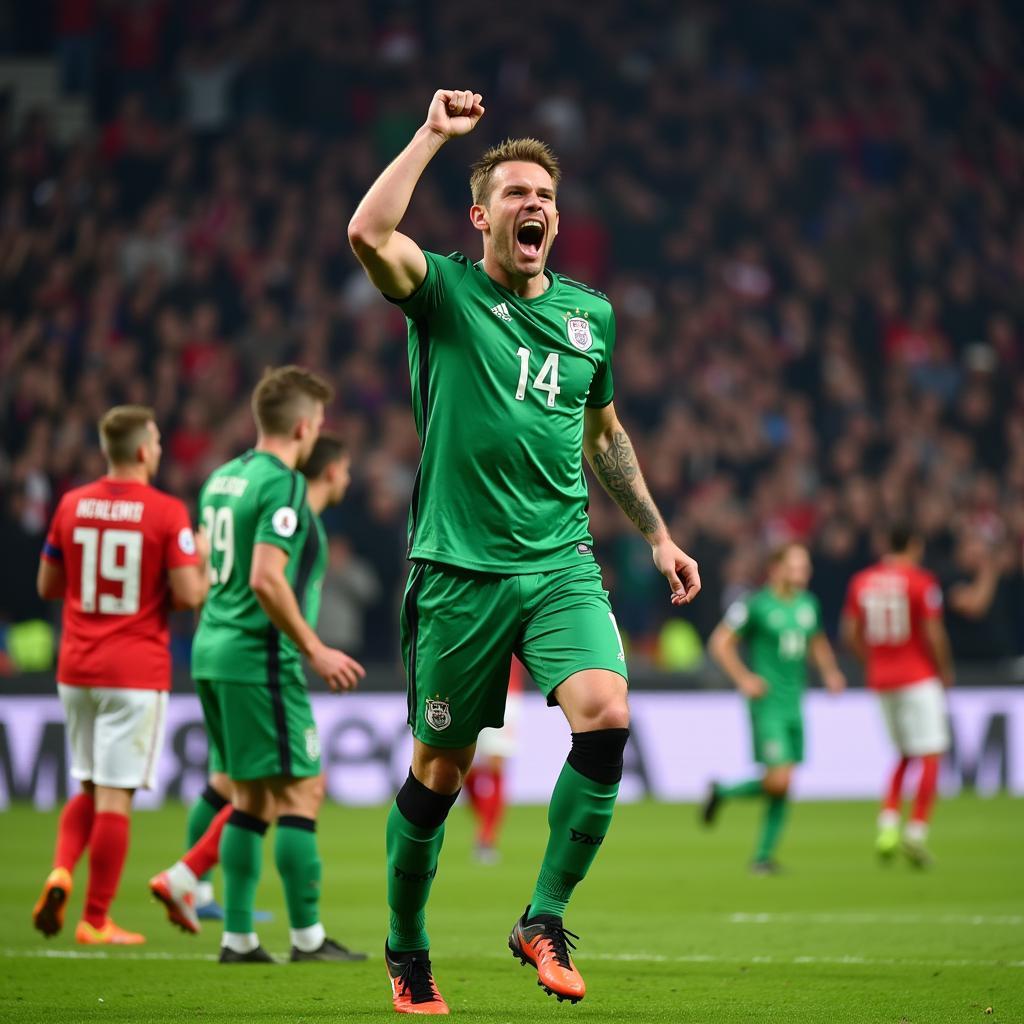 Haaland celebrates a goal against Werder Bremen