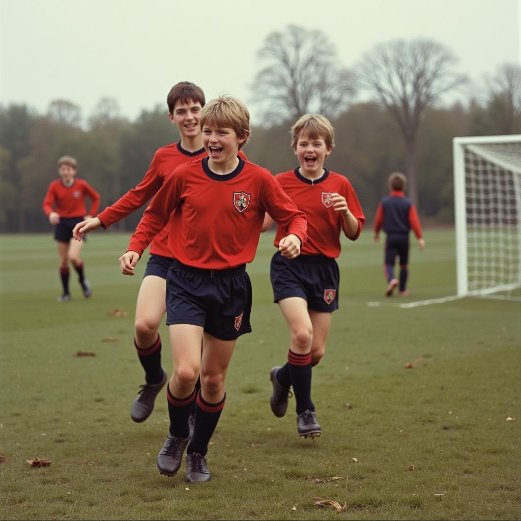 Erling Haaland celebrates a goal for Bryne FK.