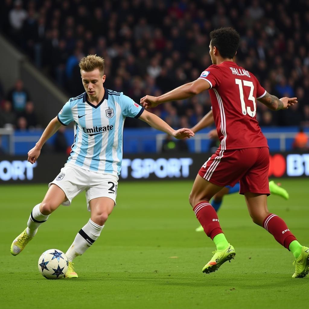 Haaland provides an assist to a teammate during a match broadcast on BT Sport