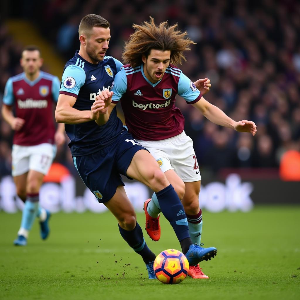 Haaland challenging a Burnley defender