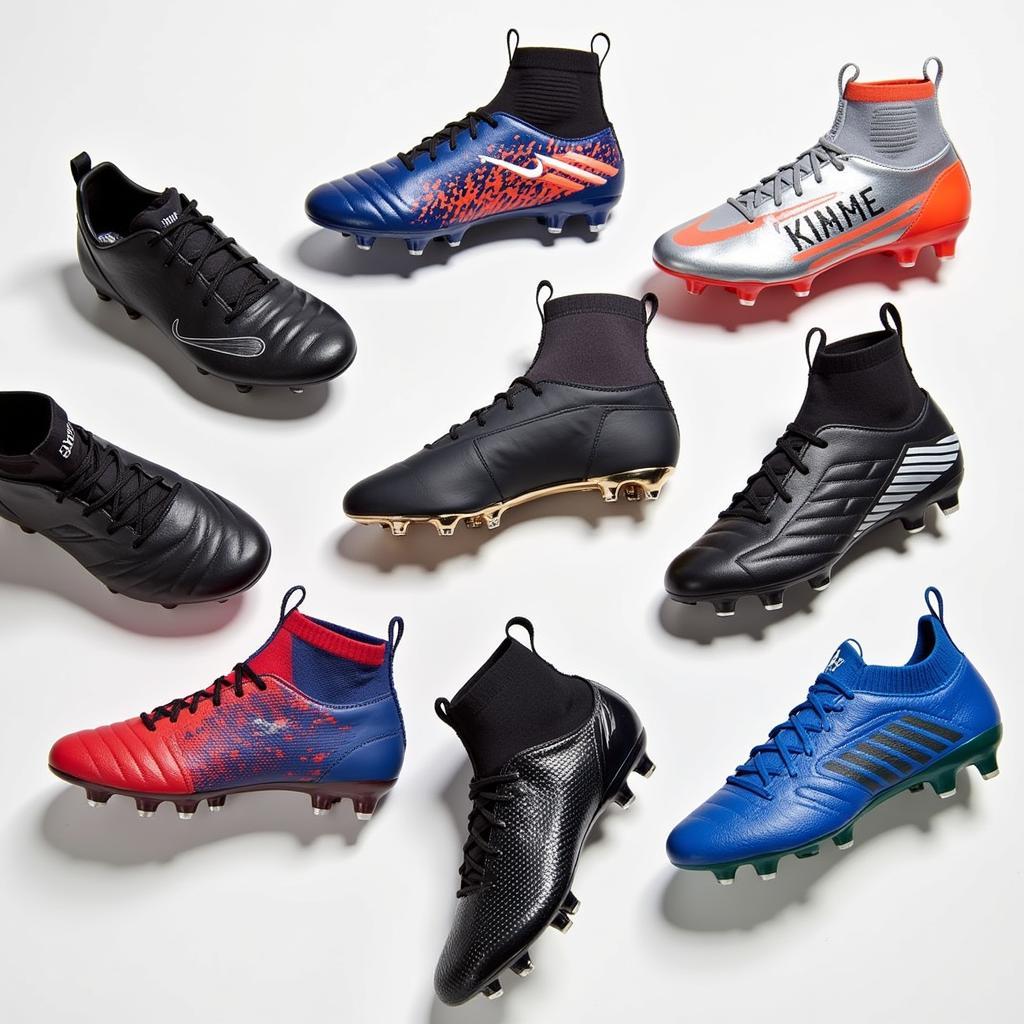 Different designs and color variations of Haaland's football boots