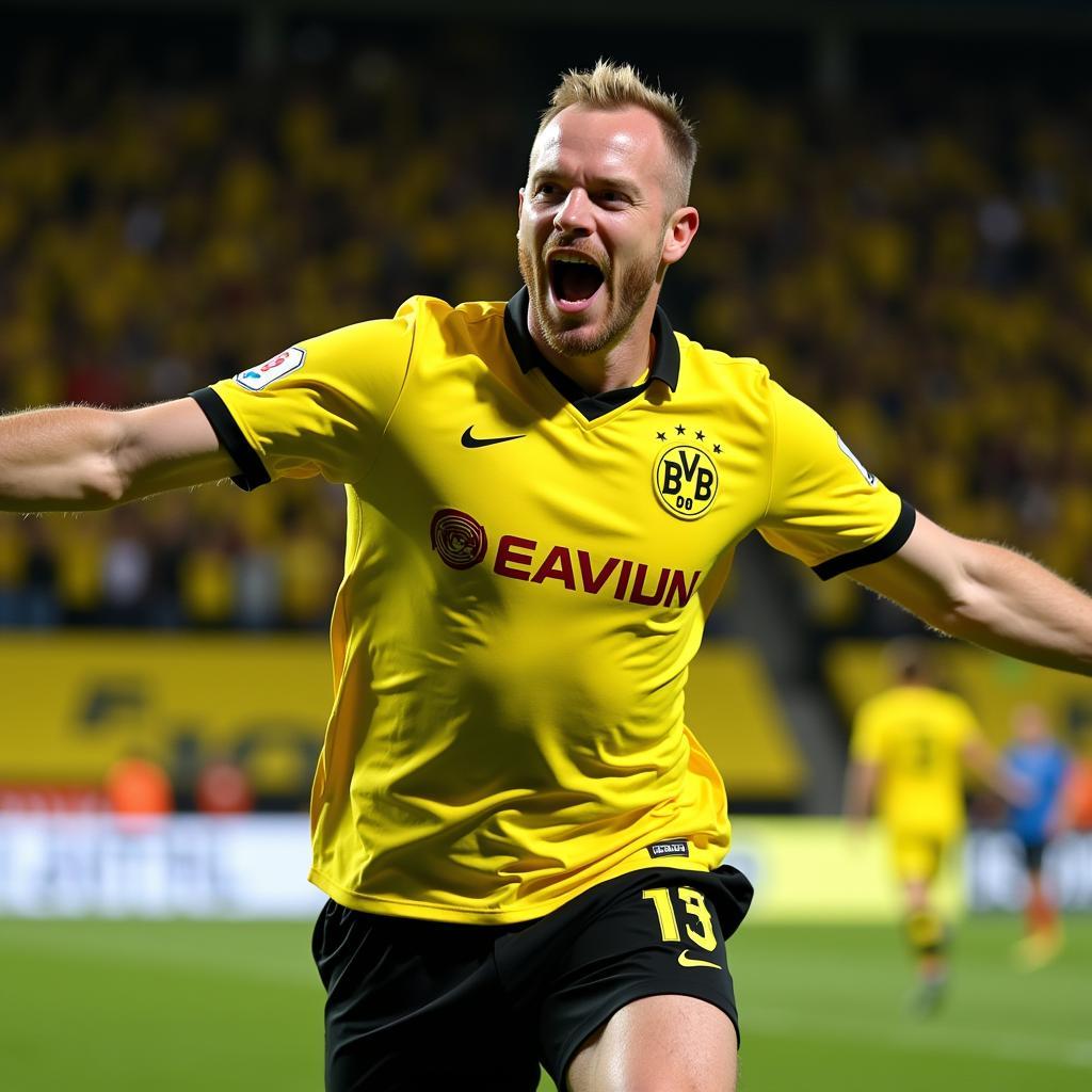 Haaland celebrates a goal for Borussia Dortmund