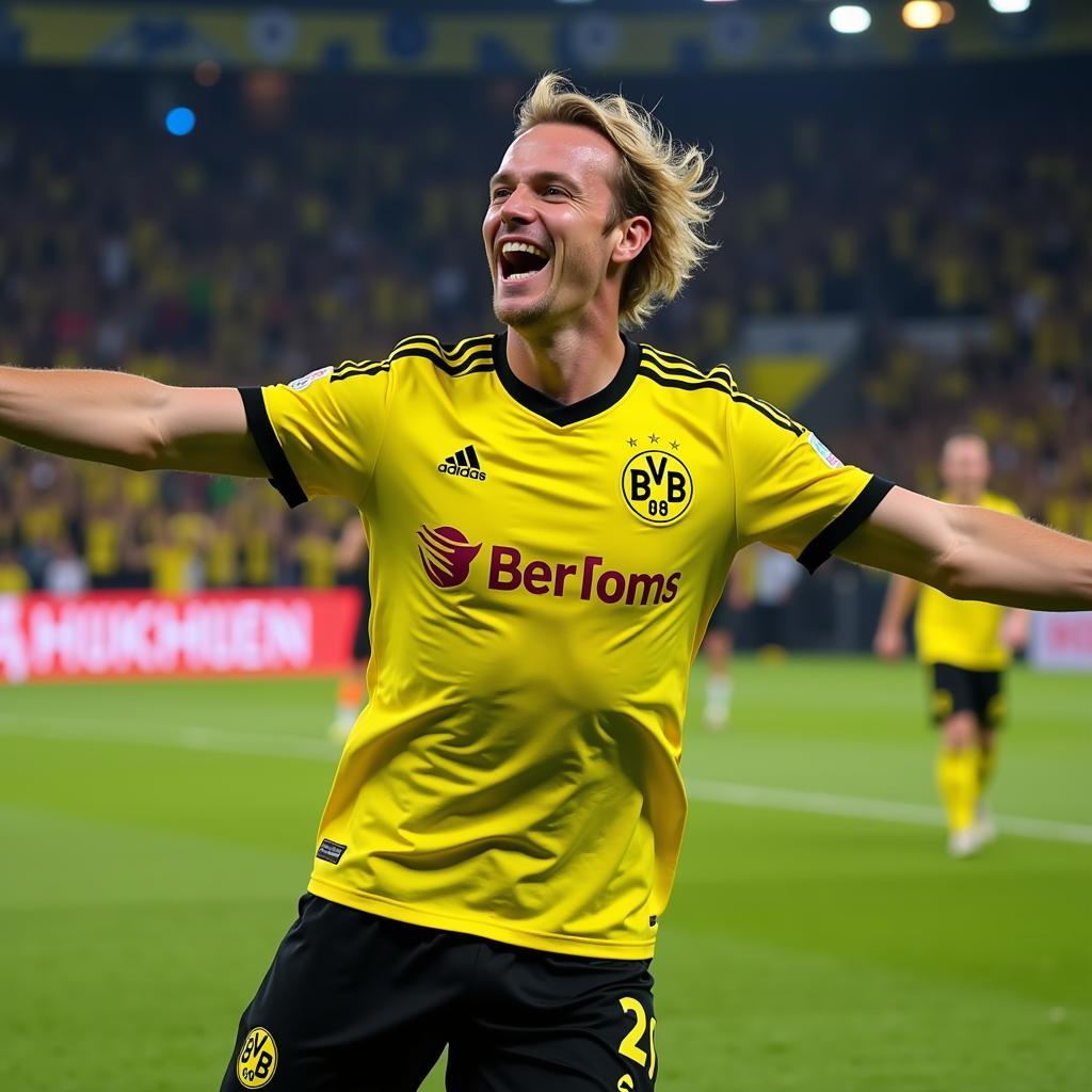 Haaland celebrating a goal in his BVB jersey