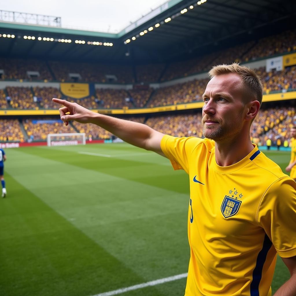 Haaland acknowledges the Yellow Wall after scoring