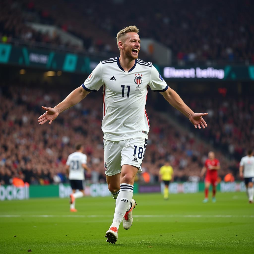 Haaland Celebrating a Champions League Goal