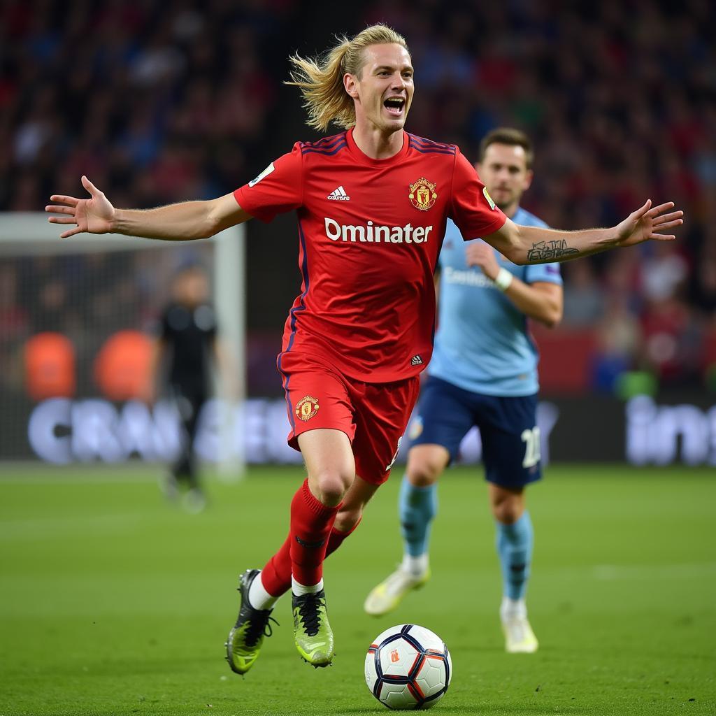 Erling Haaland celebrates a crucial goal in the Champions League