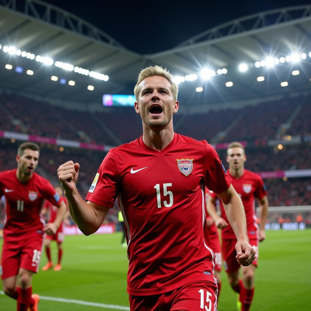 Haaland celebrates a Champions League goal