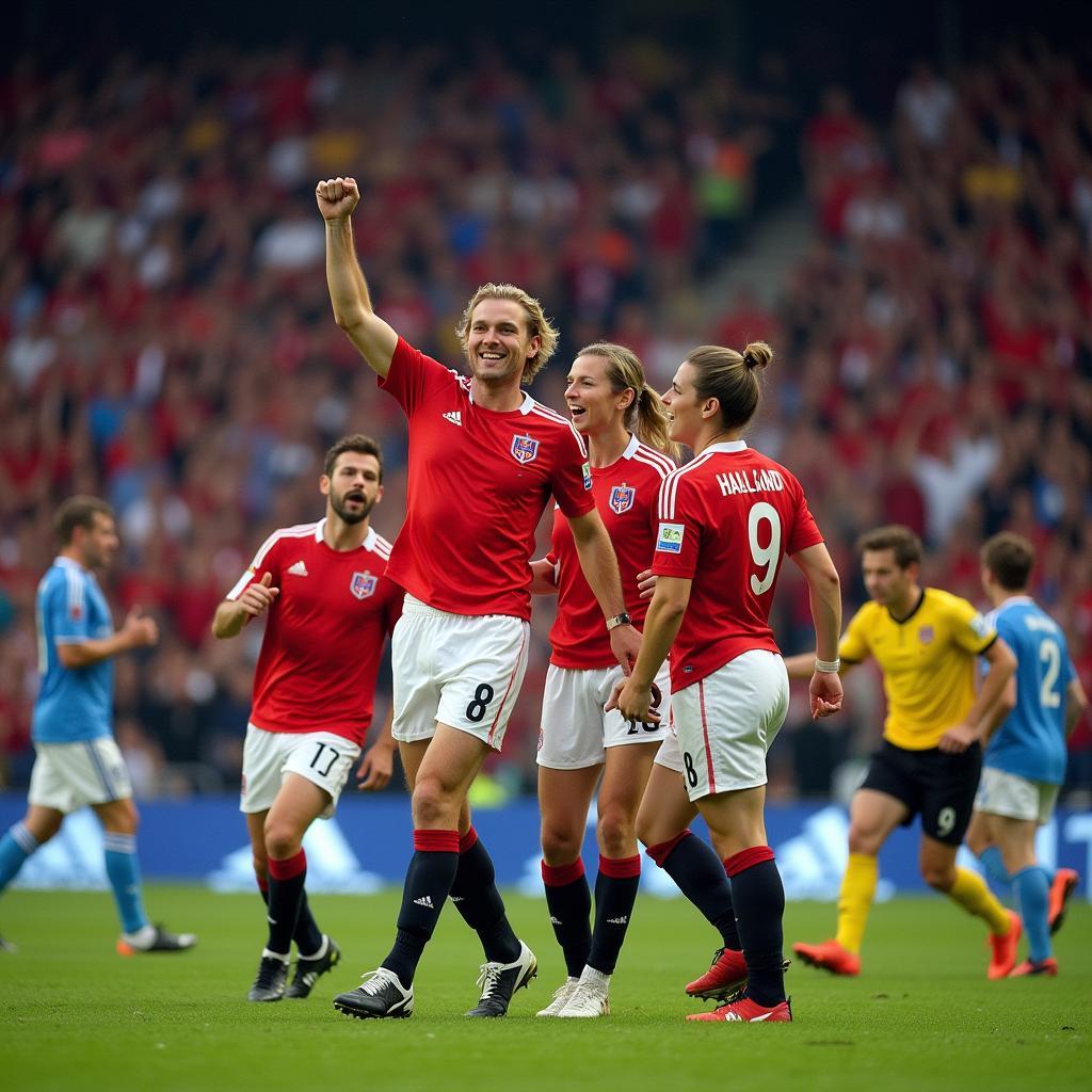 Haaland Celebrating a Goal for Norway