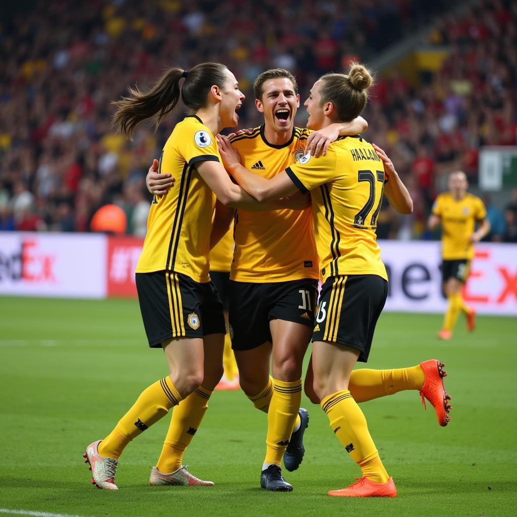 Erling Haaland Celebrating a Goal with Teammates