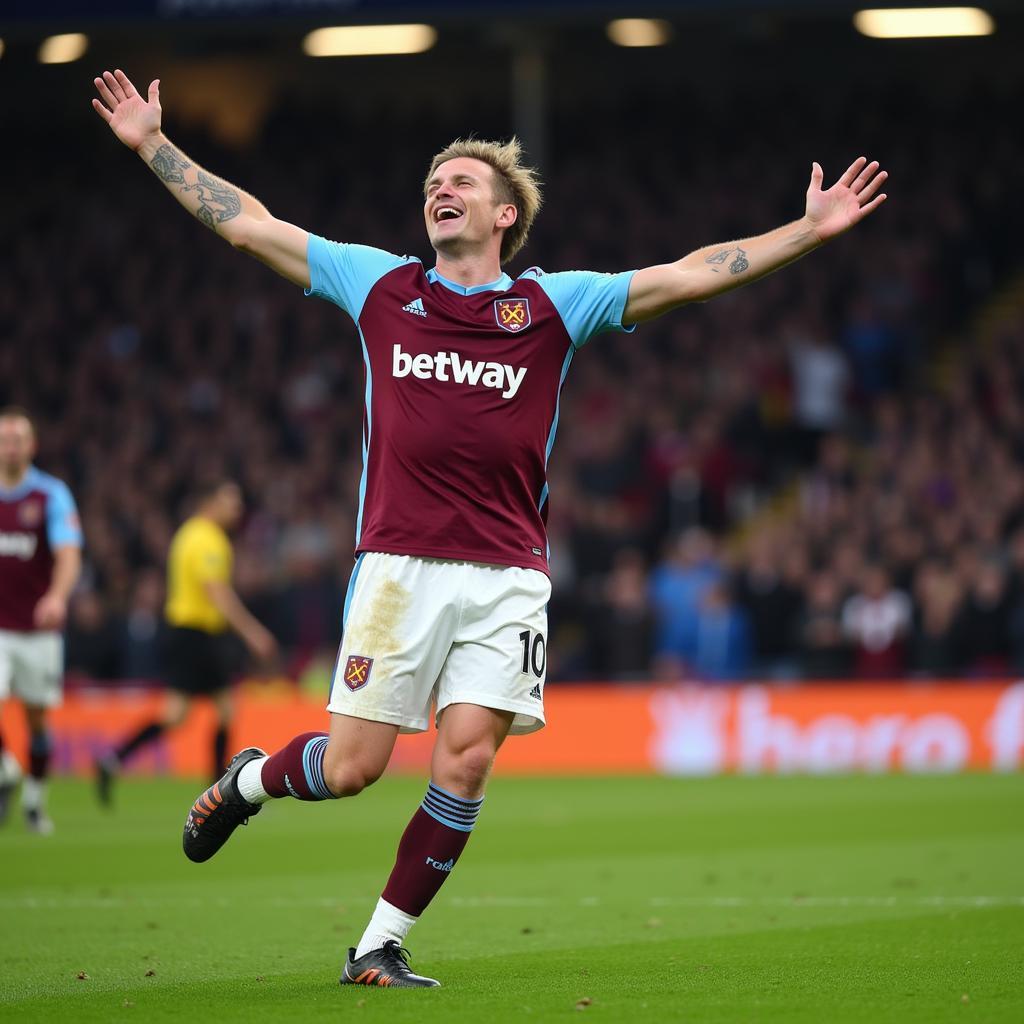 Haaland celebrating a goal against Everton