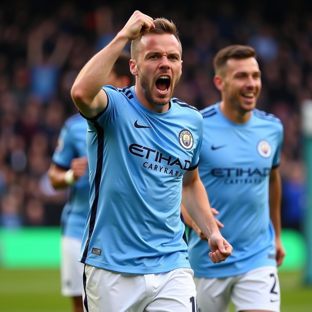 Haaland Celebrating a Goal for Man City