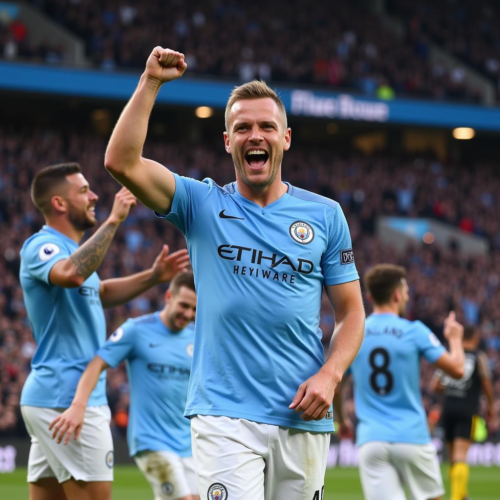 Erling Haaland celebrating a goal for Manchester City