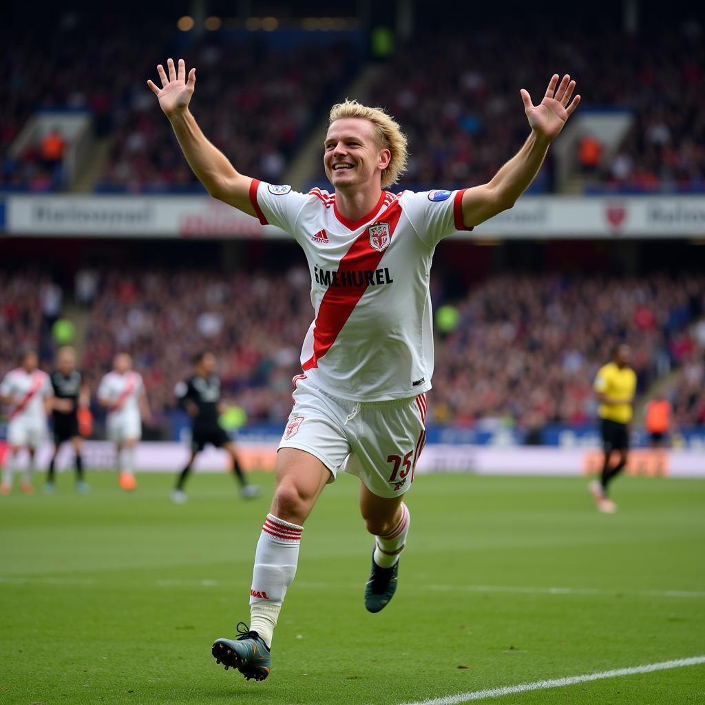 Haaland celebrating a goal against Crystal Palace