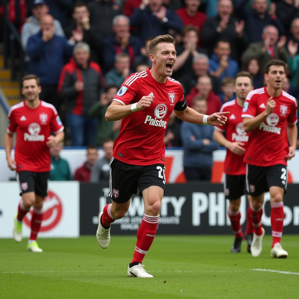 Haaland celebrating a goal for Ashton United