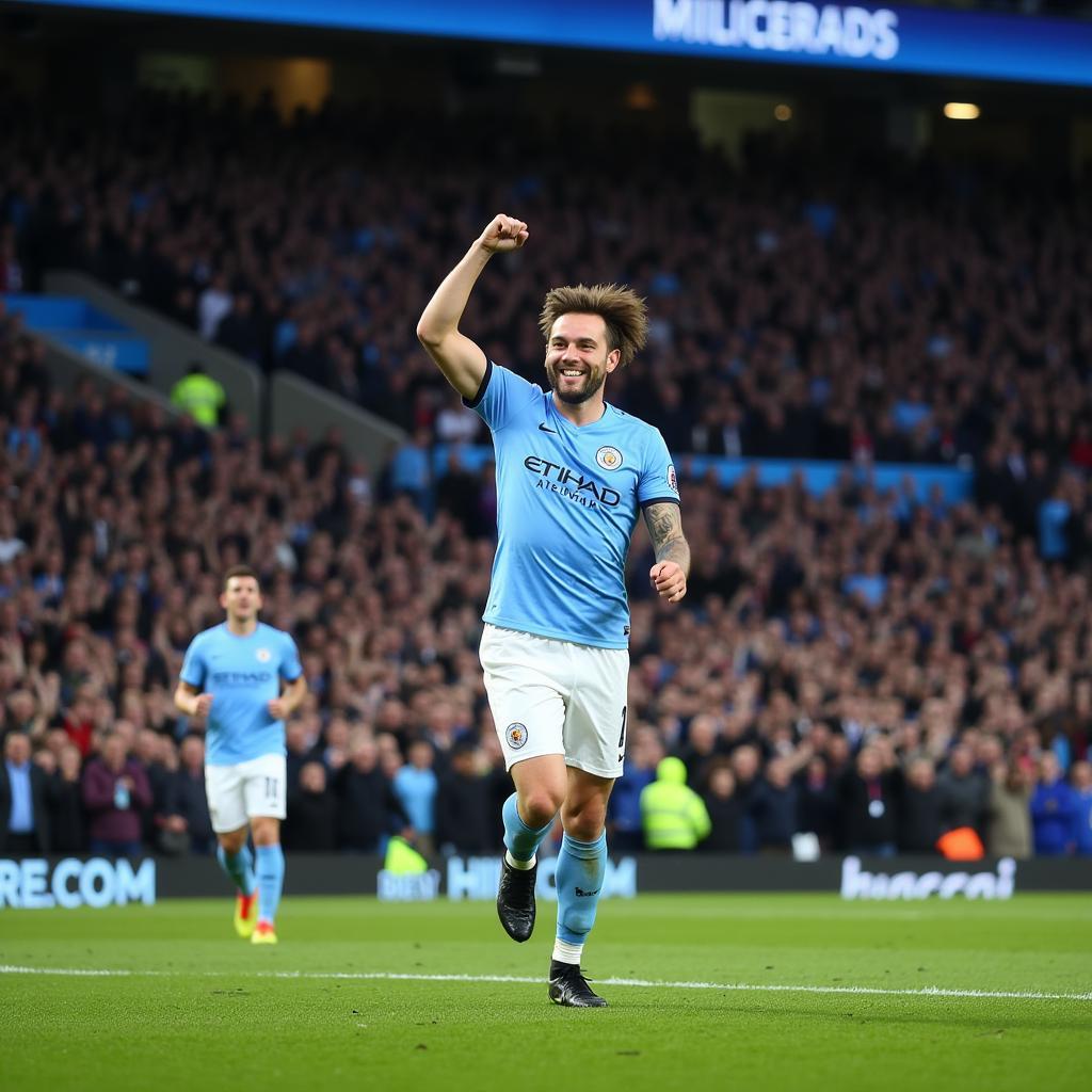 Erling Haaland celebrates a goal at the Etihad Stadium