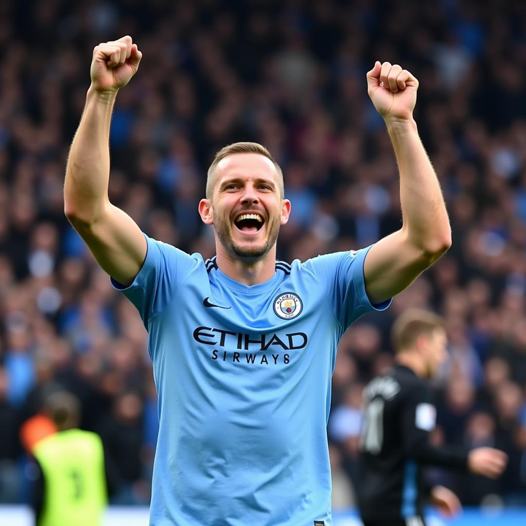 Erling Haaland celebrates a goal for Manchester City