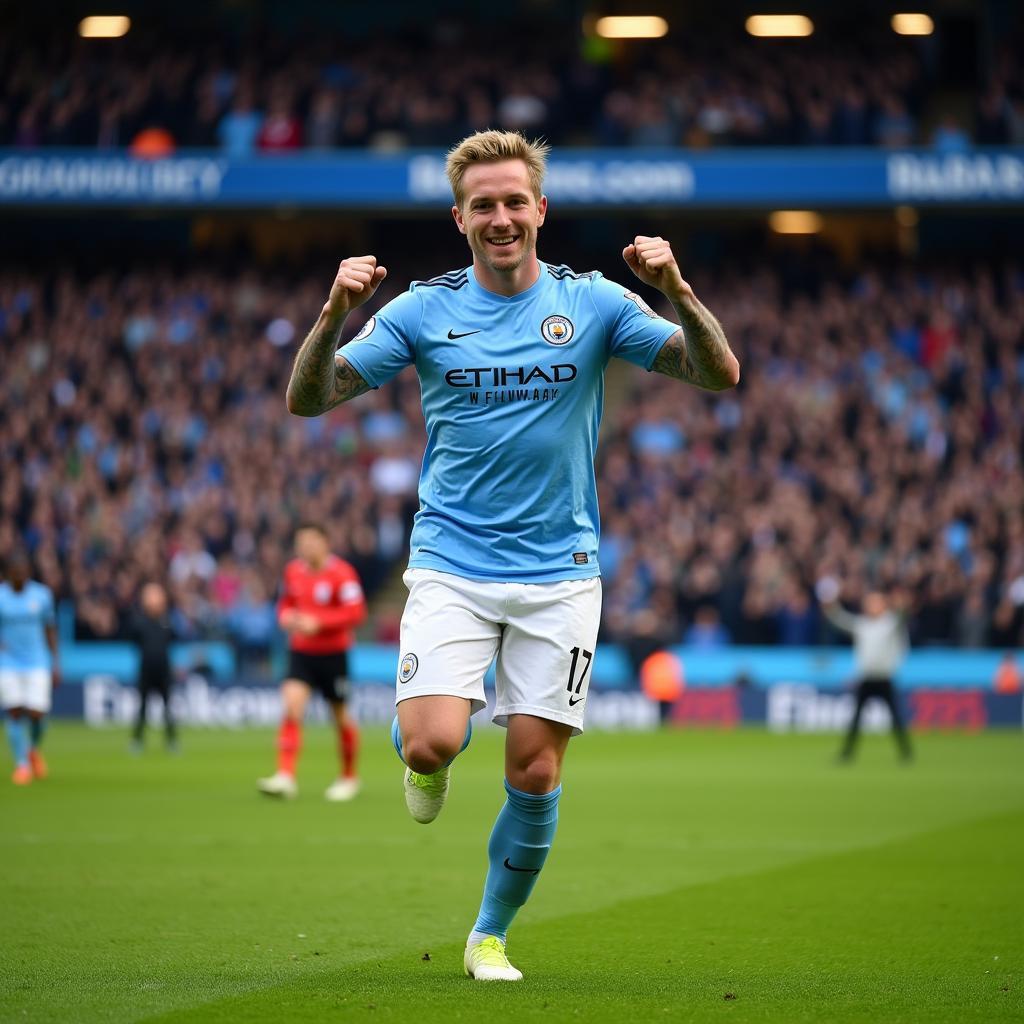 Erling Haaland Celebrating a Goal for Manchester City