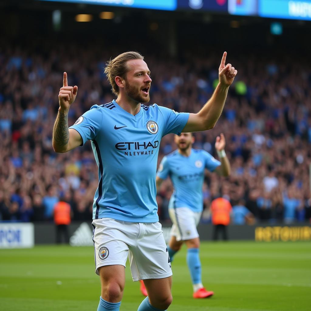 Erling Haaland Celebrating a Goal for Manchester City