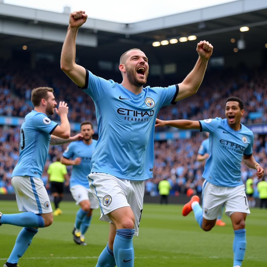 Haaland celebrating a goal for Manchester City