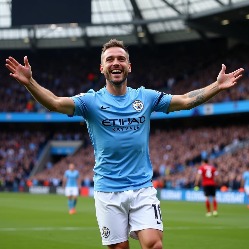 Erling Haaland Celebrating a Goal for Manchester City