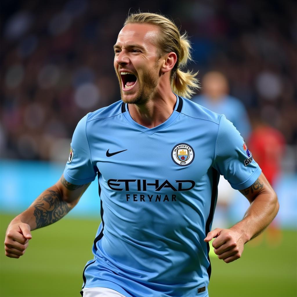 Haaland celebrates scoring a crucial goal for Manchester City