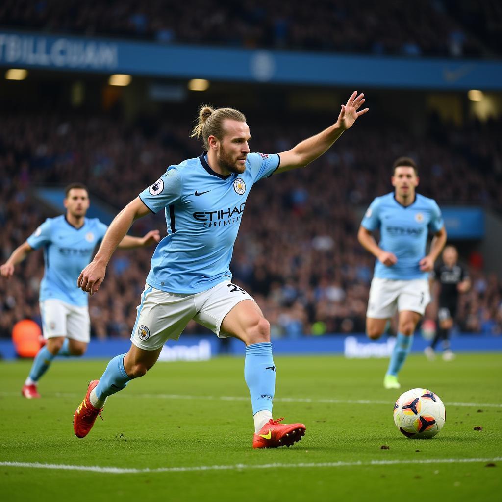 Haaland celebrating a goal for Manchester City