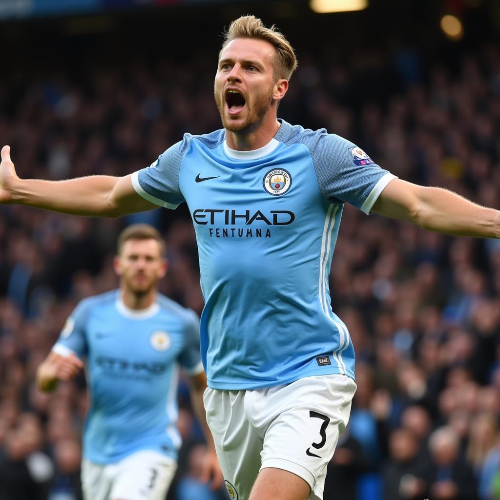 Erling Haaland celebrating a goal for Manchester City