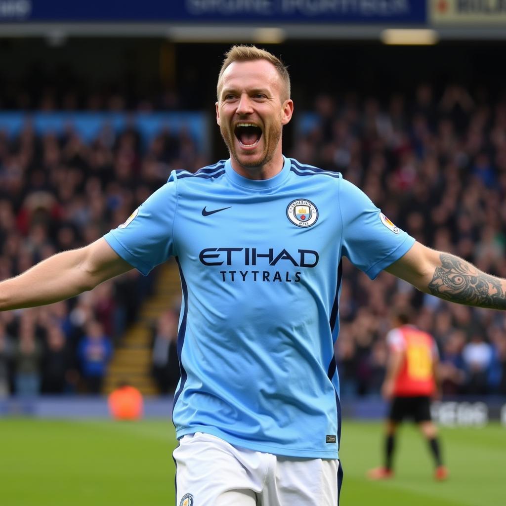 Haaland celebrating a goal for Manchester City