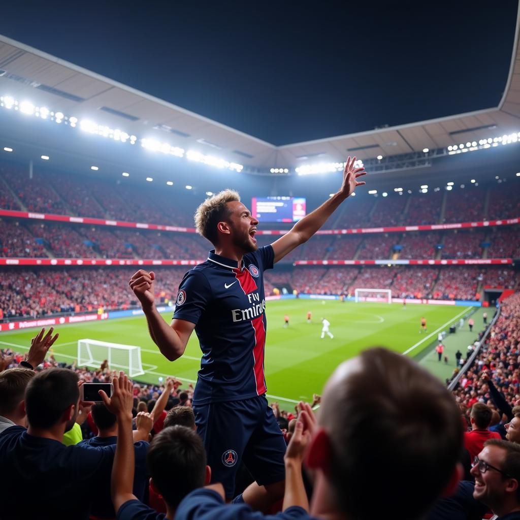 Haaland Celebrating a Goal at Parc des Princes