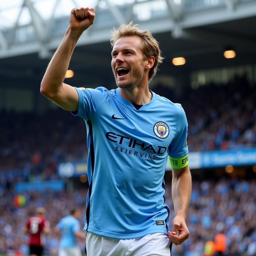 Haaland celebrating a goal in the Premier League