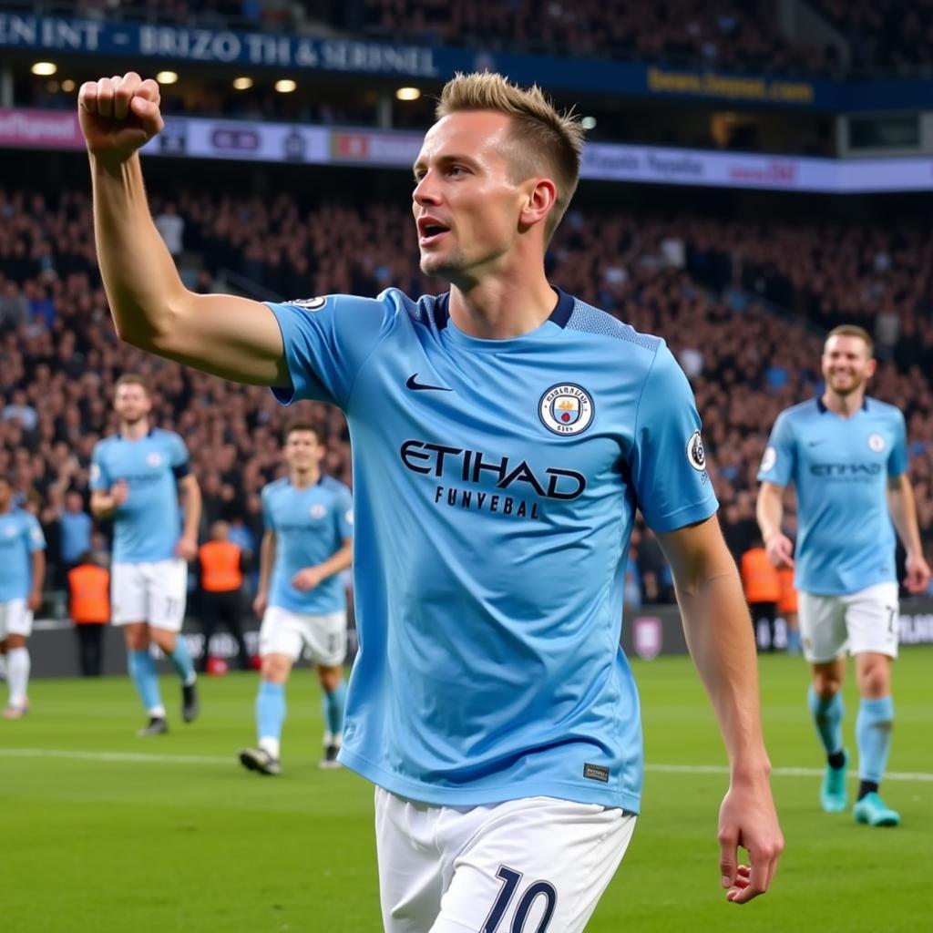 Haaland celebrating a Premier League goal