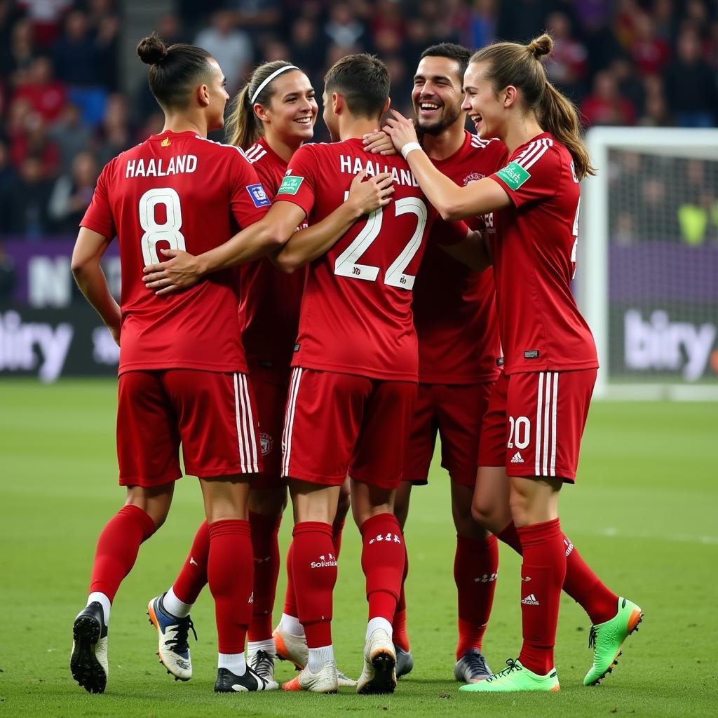 Haaland Celebrating a Goal with Teammates