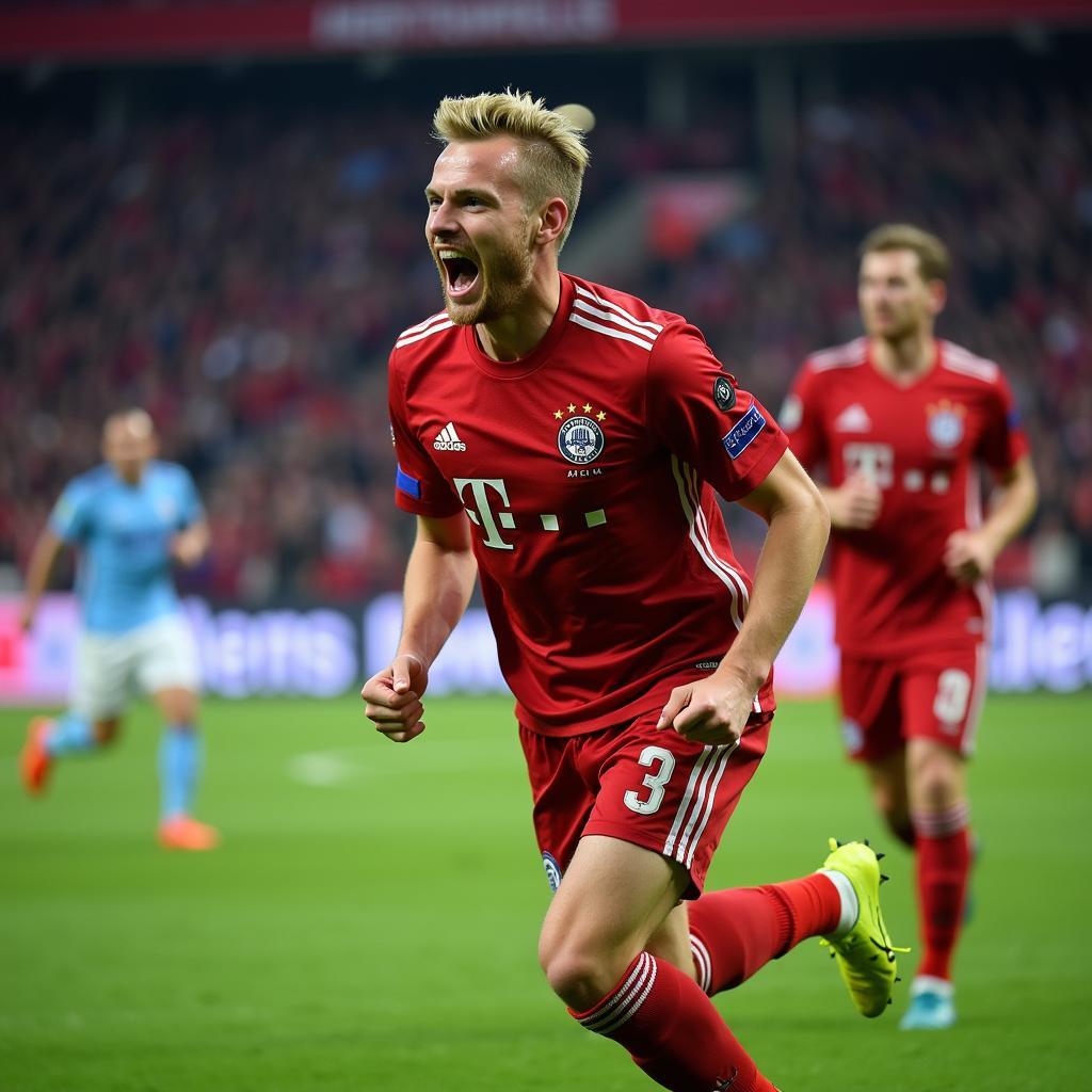 Haaland celebrating a goal against Bayern Munich