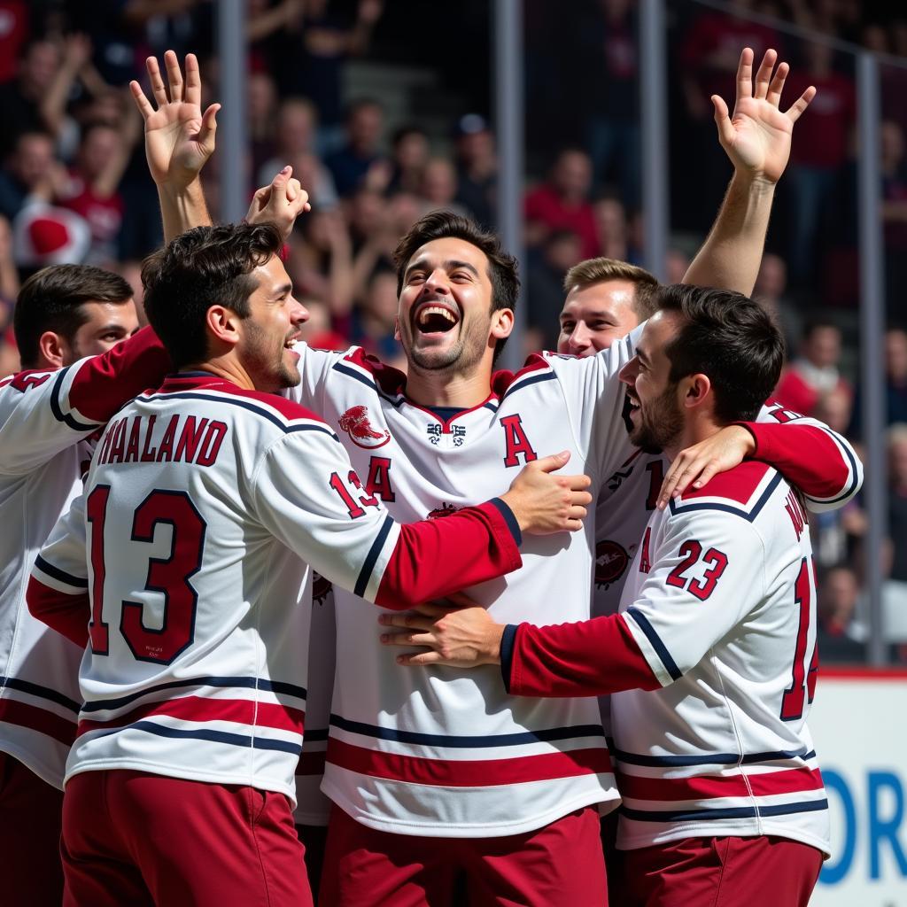 Erling Haaland celebrates a goal with his teammates, highlighting the team spirit and collaborative effort behind his success.