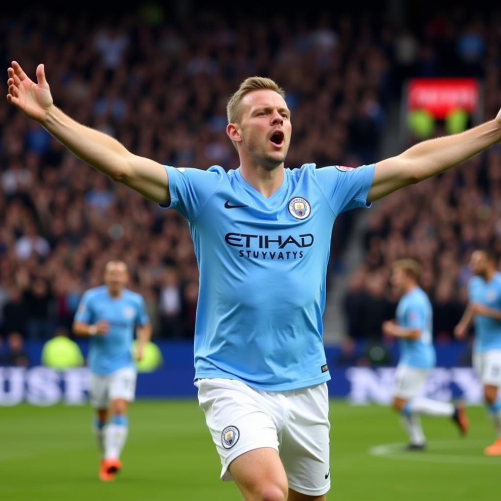 Erling Haaland celebrating a hat trick in the Premier League