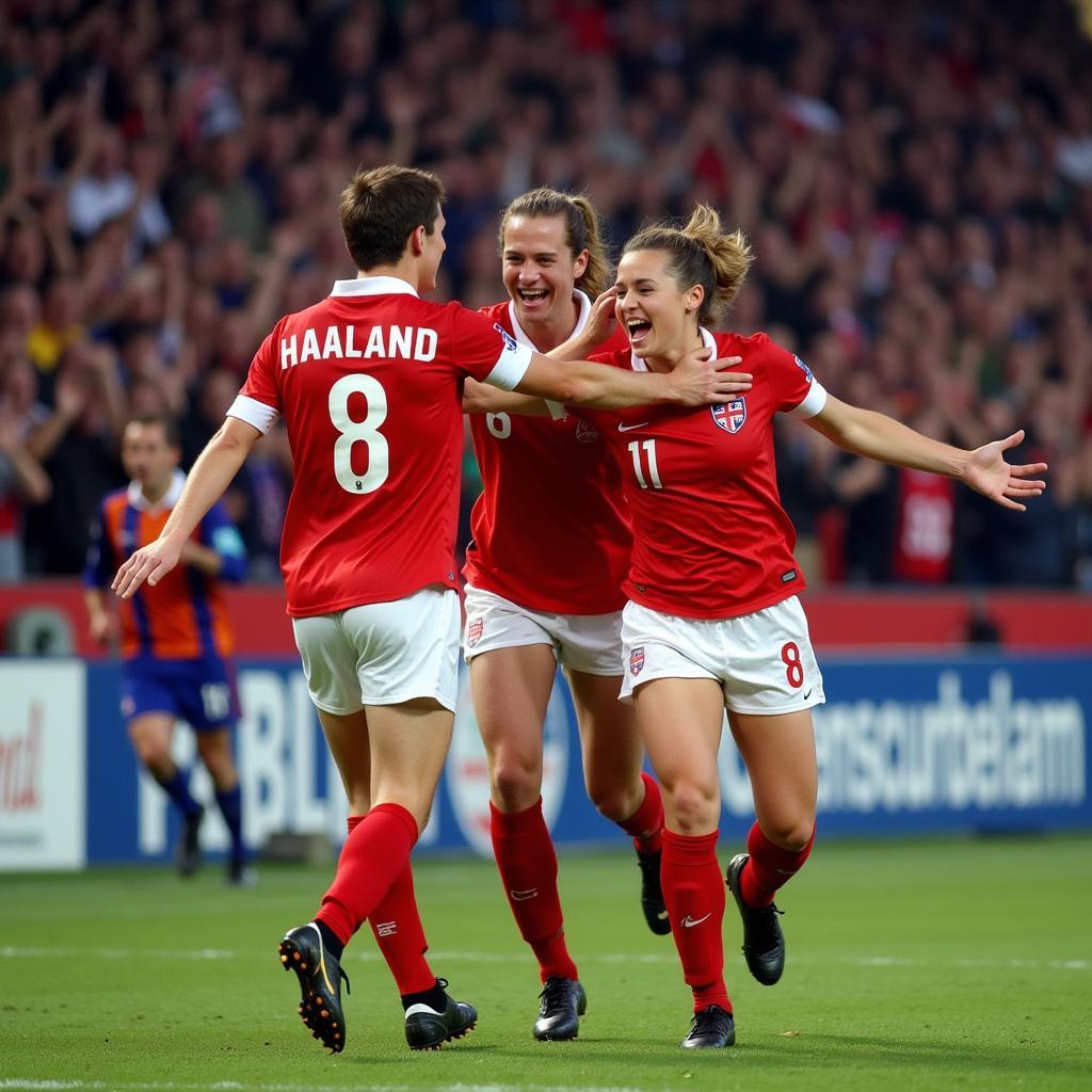 Haaland Celebrating a Goal for Norway