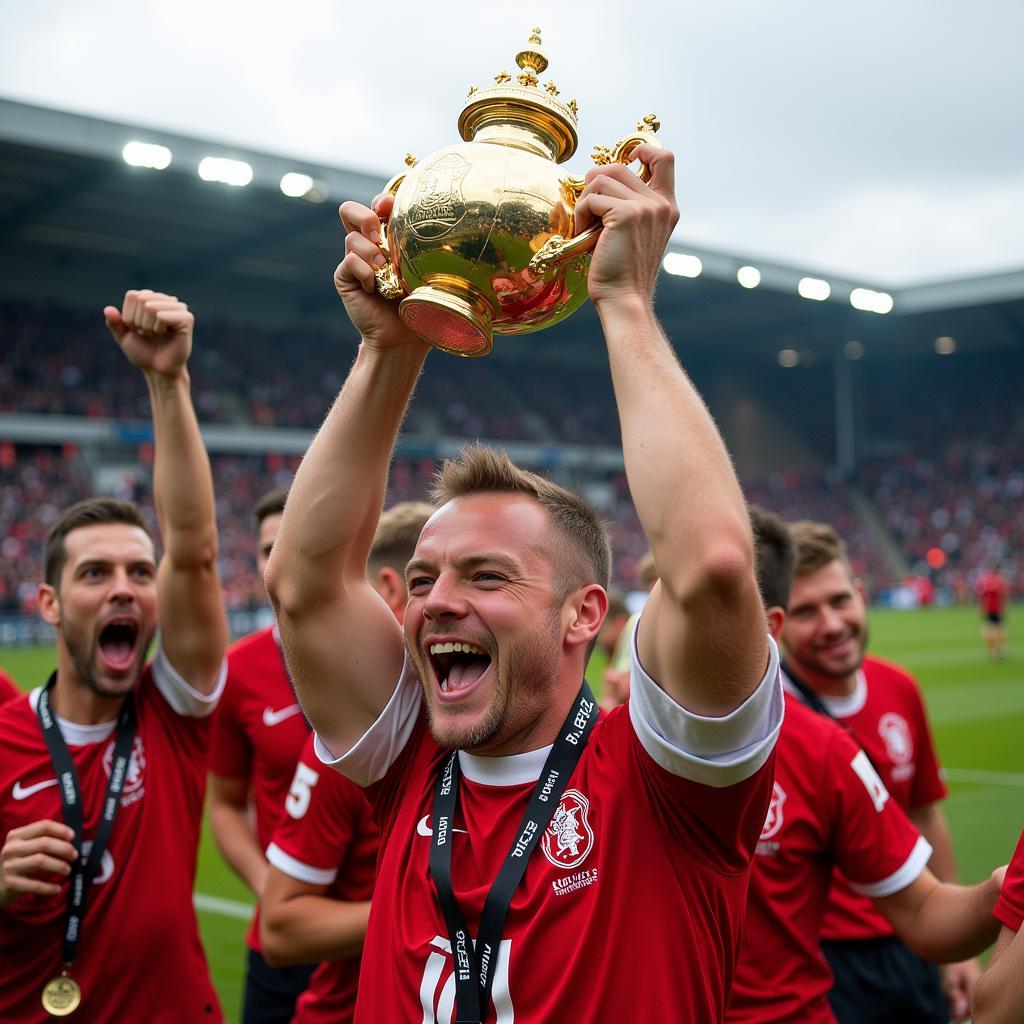 Erling Haaland celebrating a trophy win