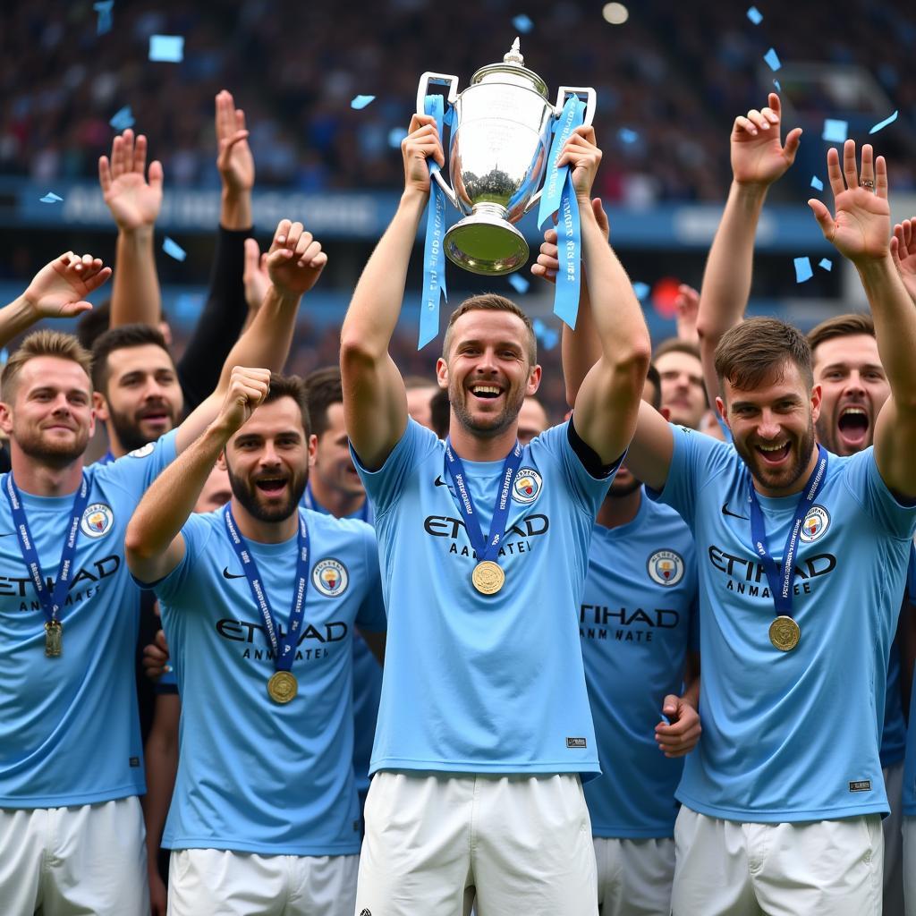 Haaland Celebrating with Man City Teammates