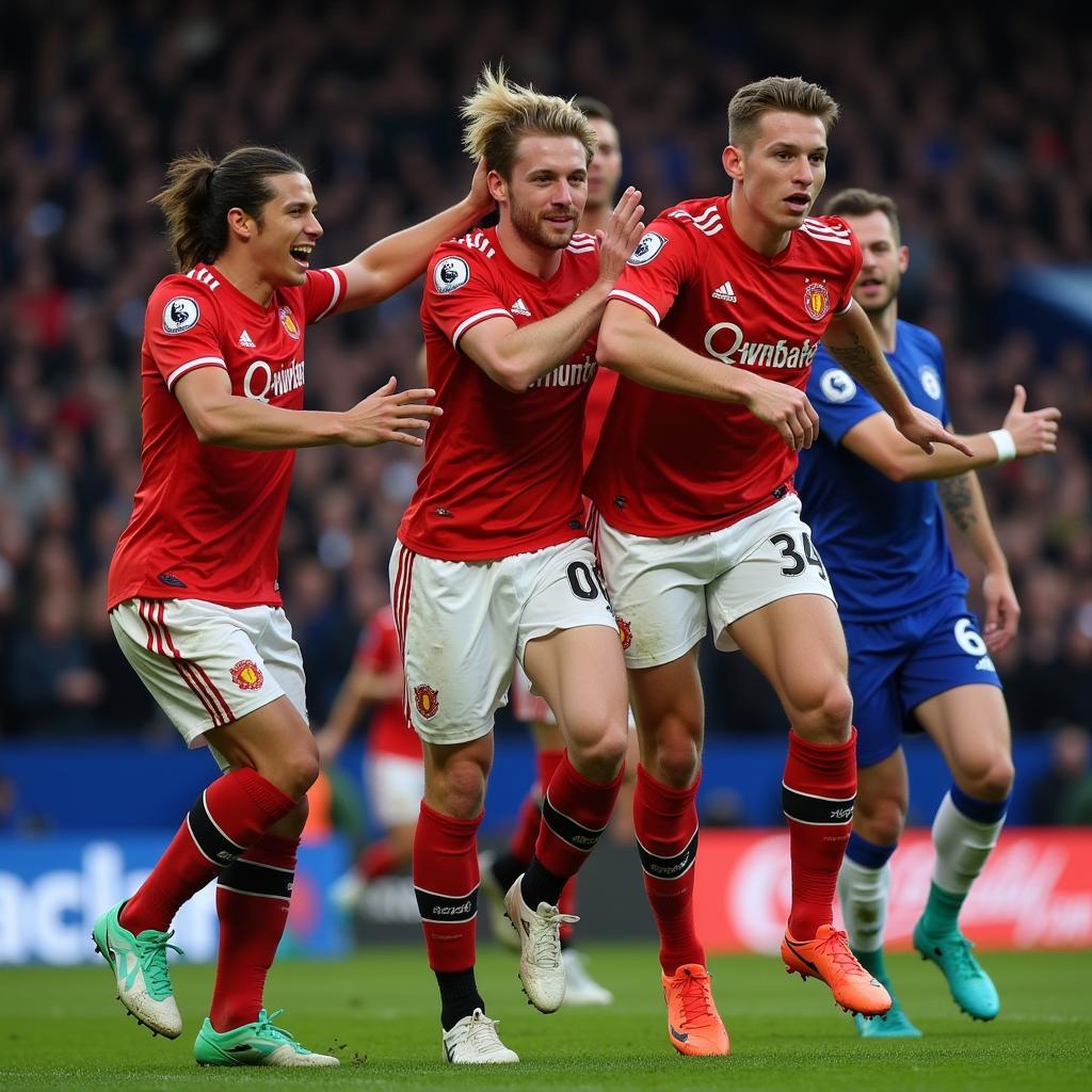 Haaland celebrating a goal against Chelsea