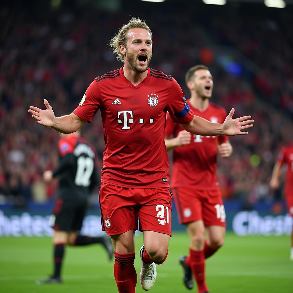 Haaland celebrating a Champions League goal